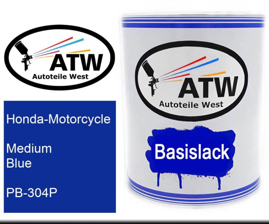 Honda-Motorcycle, Medium Blue, PB-304P: 1L Lackdose, von ATW Autoteile West.